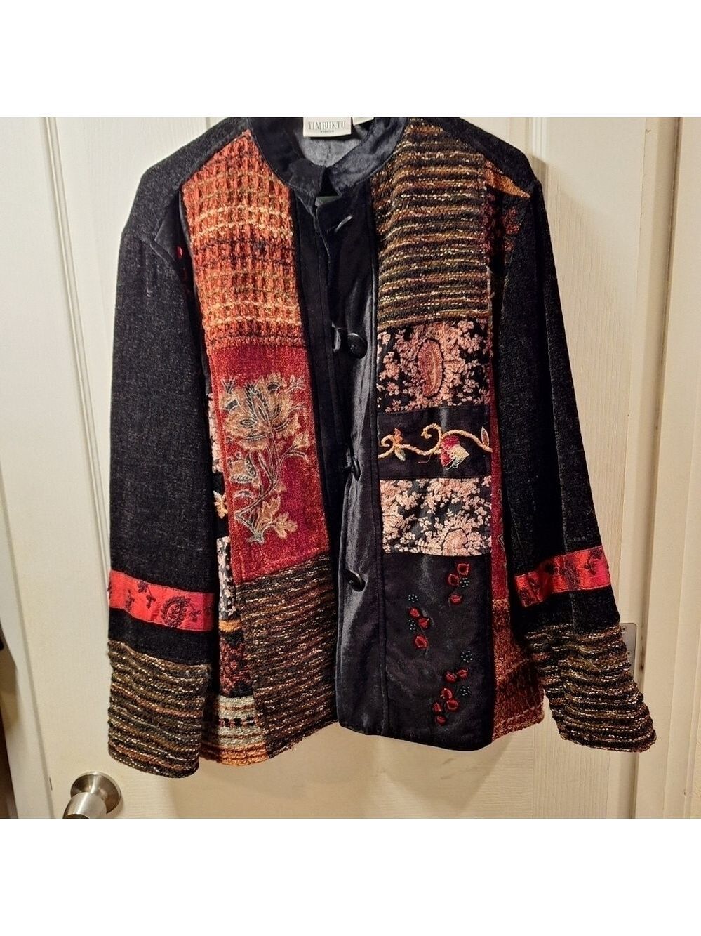 Timbuktu Station Black Red Patchwork Jacket Medium